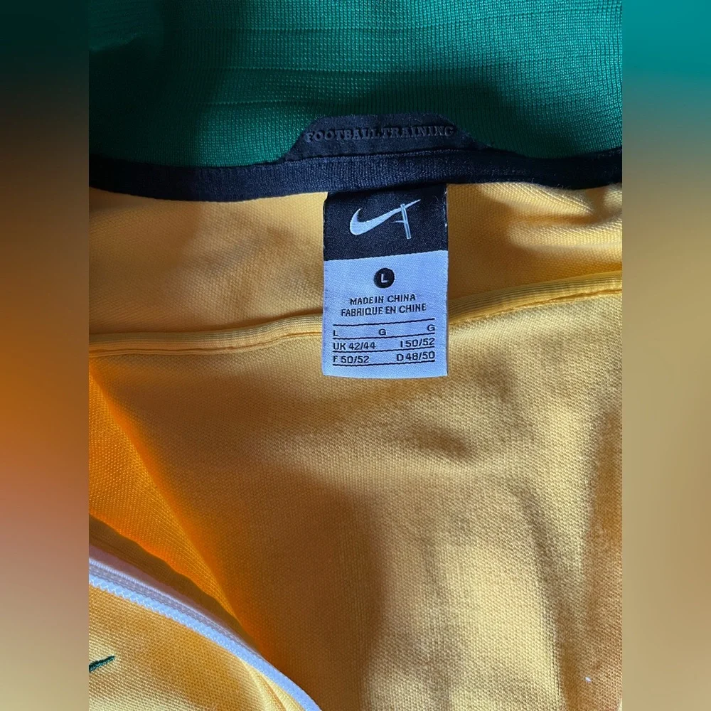 Men’s Nike Brazil Football Jacket Yellow Soccer Track Top Zip National Team Sz L